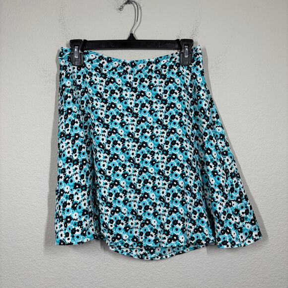 MICHAEL Michael Kors Womens 4 Silk A Line Skirt Blue Floral Flowy - Picture 1 of 7